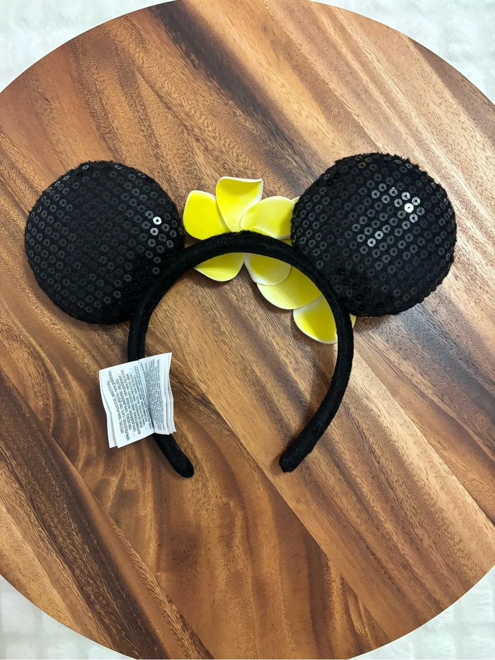 Disney Aulani Black Sequin Plumeria Minnie Ears
